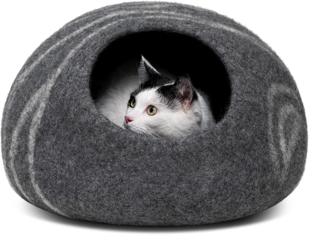 Cat Cave – Premium Felt Cat Enclosure for Indoor Cats, Handmade Merino Wool (Dark Grey, Medium)