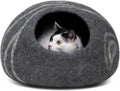 Cat Cave – Premium Felt Cat Enclosure for Indoor Cats, Handmade Merino Wool (Dark Grey, Medium)