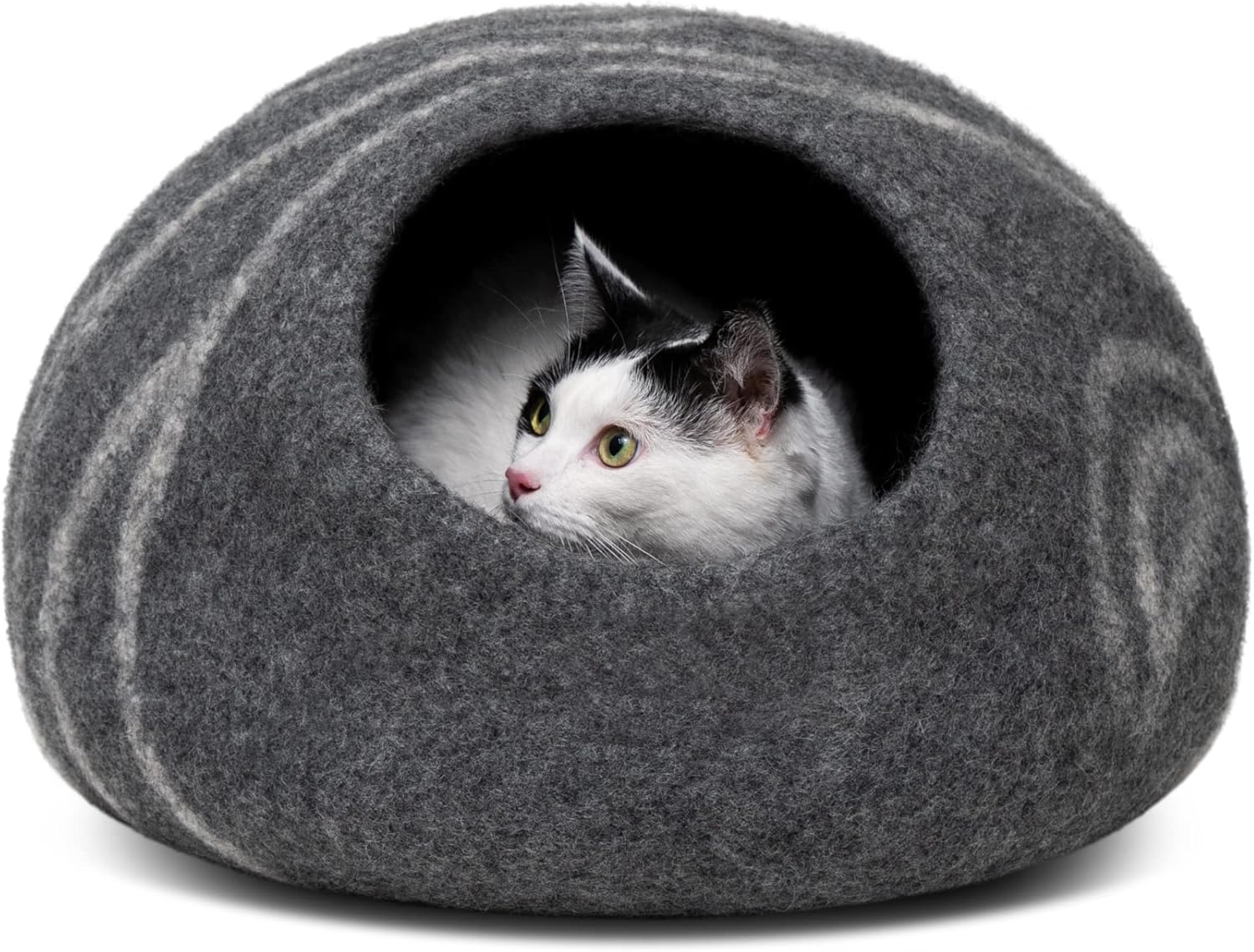Cat Cave – Premium Felt Cat Enclosure for Indoor Cats, Handmade Merino Wool (Dark Grey, Medium)
