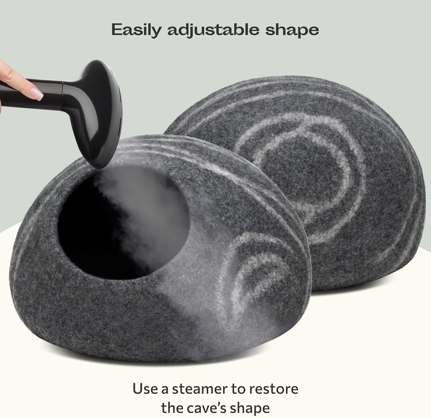 Cat Cave – Premium Felt Cat Enclosure for Indoor Cats, Handmade Merino Wool (Dark Grey, Medium)
